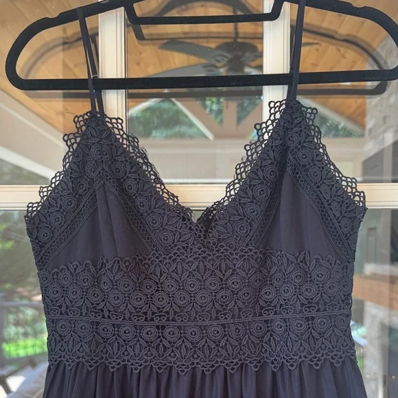 ANTONIO MELANI Mikaela Navy Lace Trim Maxi Dress - Picture 4 of 11